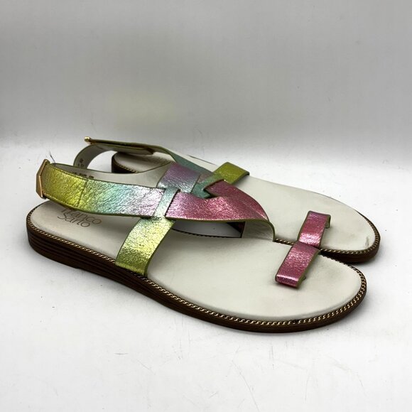 Franco Sarto Womens Size 11 Metallic Rainbow Thong Sandals Flat Comfort Summer - Picture 1 of 7
